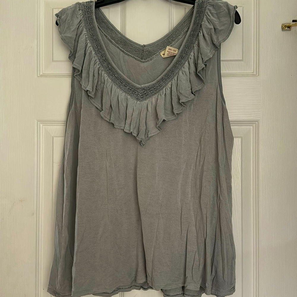 Faded Glory Sleeveless V-Neck Gray Top